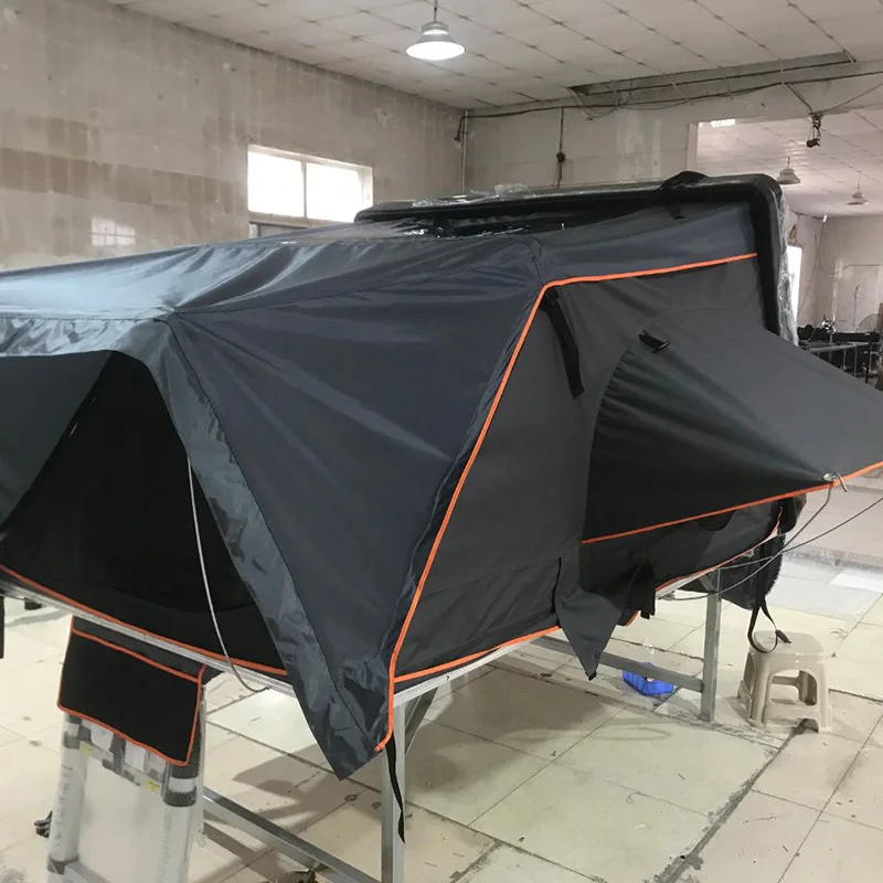 The Roof Top Tent Portable Waterproof Sunshade Fabric Solar Power Hard Shell Roof Top Tent with Aluminum Four-season Tent Canvas