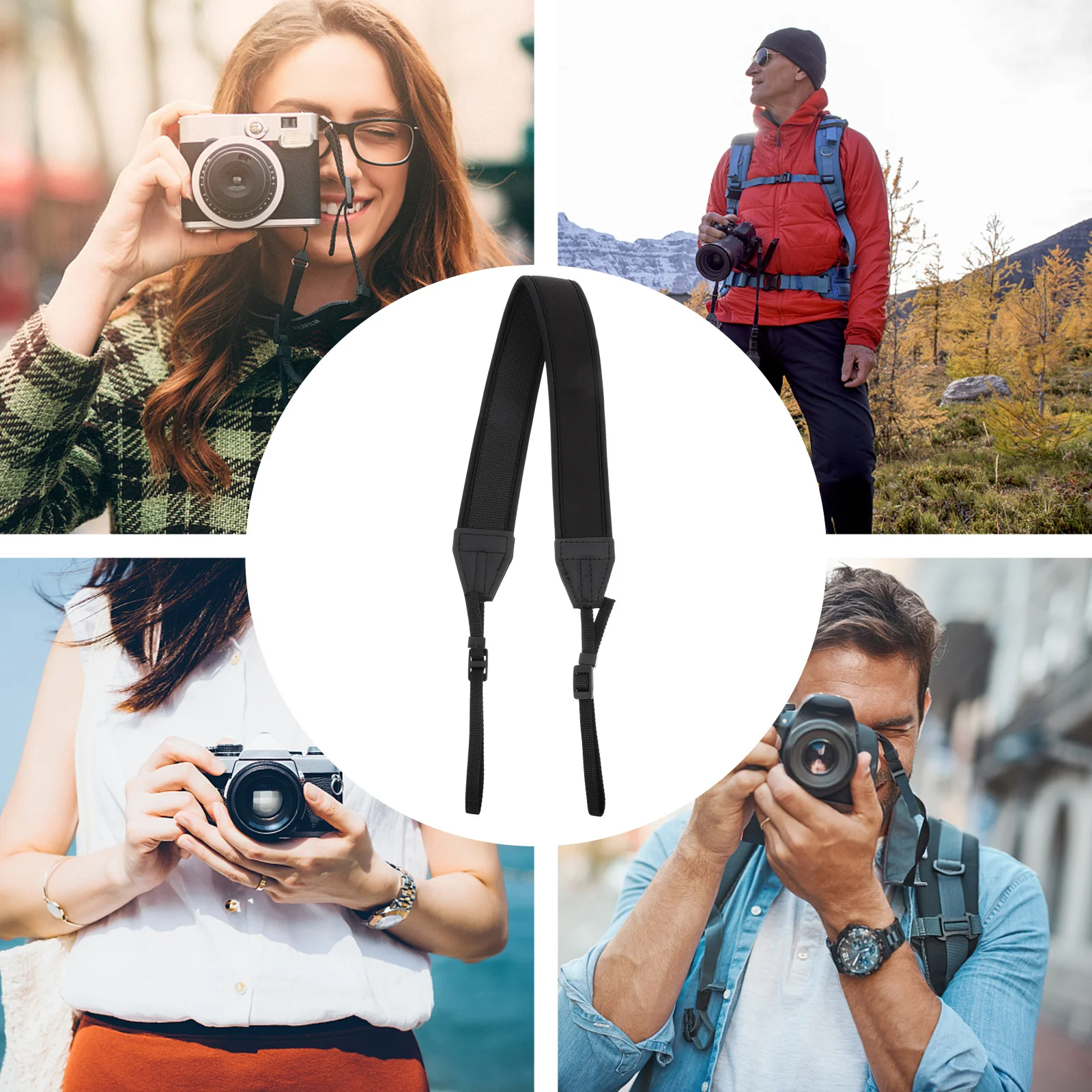 

2pcs Camera Shoulder Strap Adjustable Neoprene Cotton Material Outdoor Hiking Camping Use Hang Hook Non-Slip For All Cameras