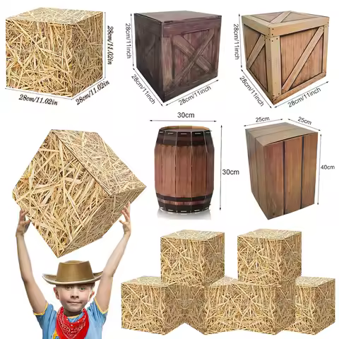 Hay Bales Paper Boxes Decor Western Cowboy Party Decorations Box Farm Hay Photo Booth Props Farmhouse Cowboy Party Supplies