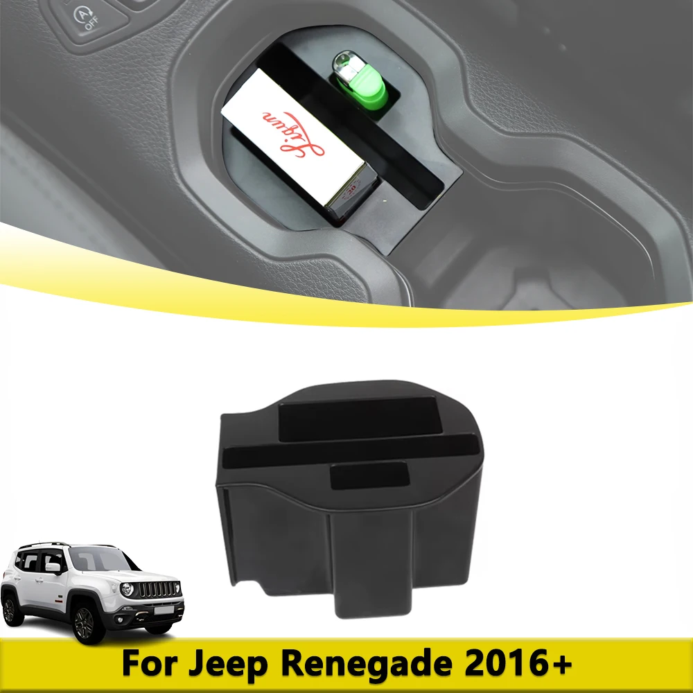 

Center Console Cup Holder Insert Divider Organizer for Jeep Renegade 2016-2025 Storage Box Black Car Interior Accessories ABS