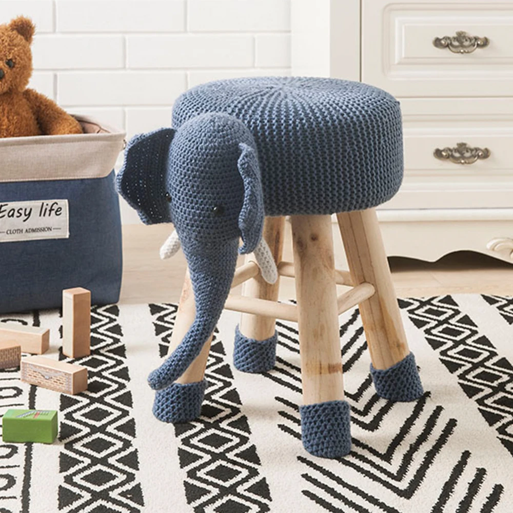 Cute Elephant-shaped Children's Footstool, Made with Durable Polyester Fabric and A Polyester Fiber Cushion, Featuring A Wooden Frame and Solid Pine Legs. Sturdy and Durable, This Lively and Portable Chair Is Perfect for A Child's Bedroom.