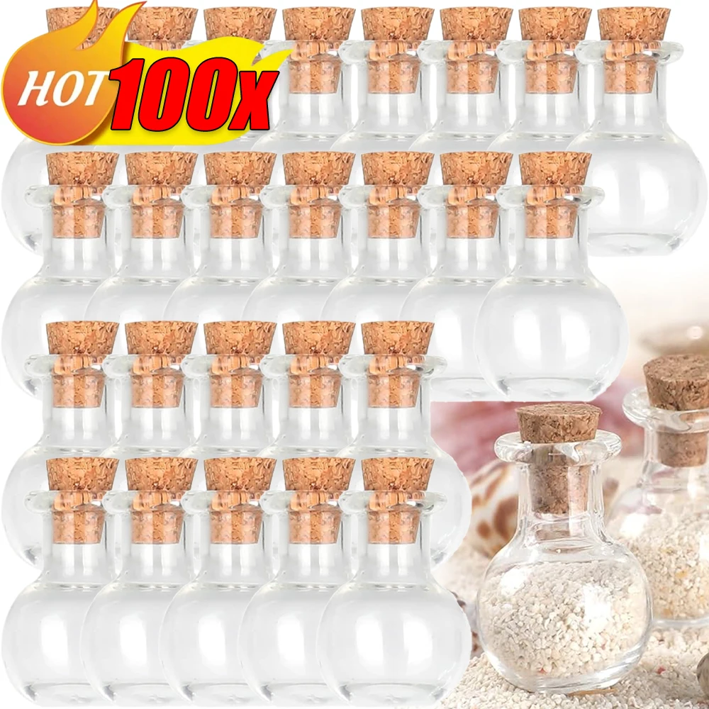 Art And Craft For Xmas - Transparent Mini Cork Stopper Bottles Glass