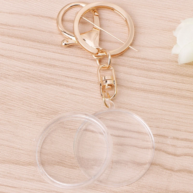 Acrylic Coin Holder Capsule With Pad Ring For 30mm 27mm Keyring Alloy Keychain