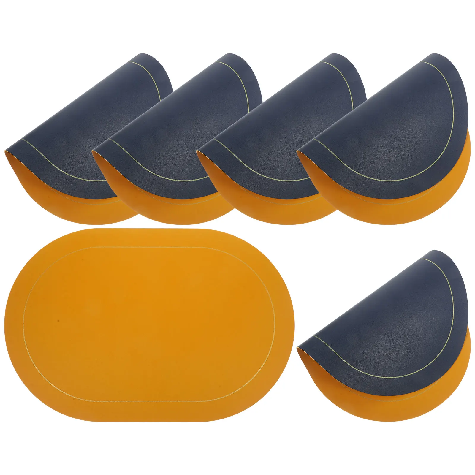 

6pcs Blue Kitchen Heat Resistant Table Mats Kitchen Waterproof Dining Dining Table Decor Accessories