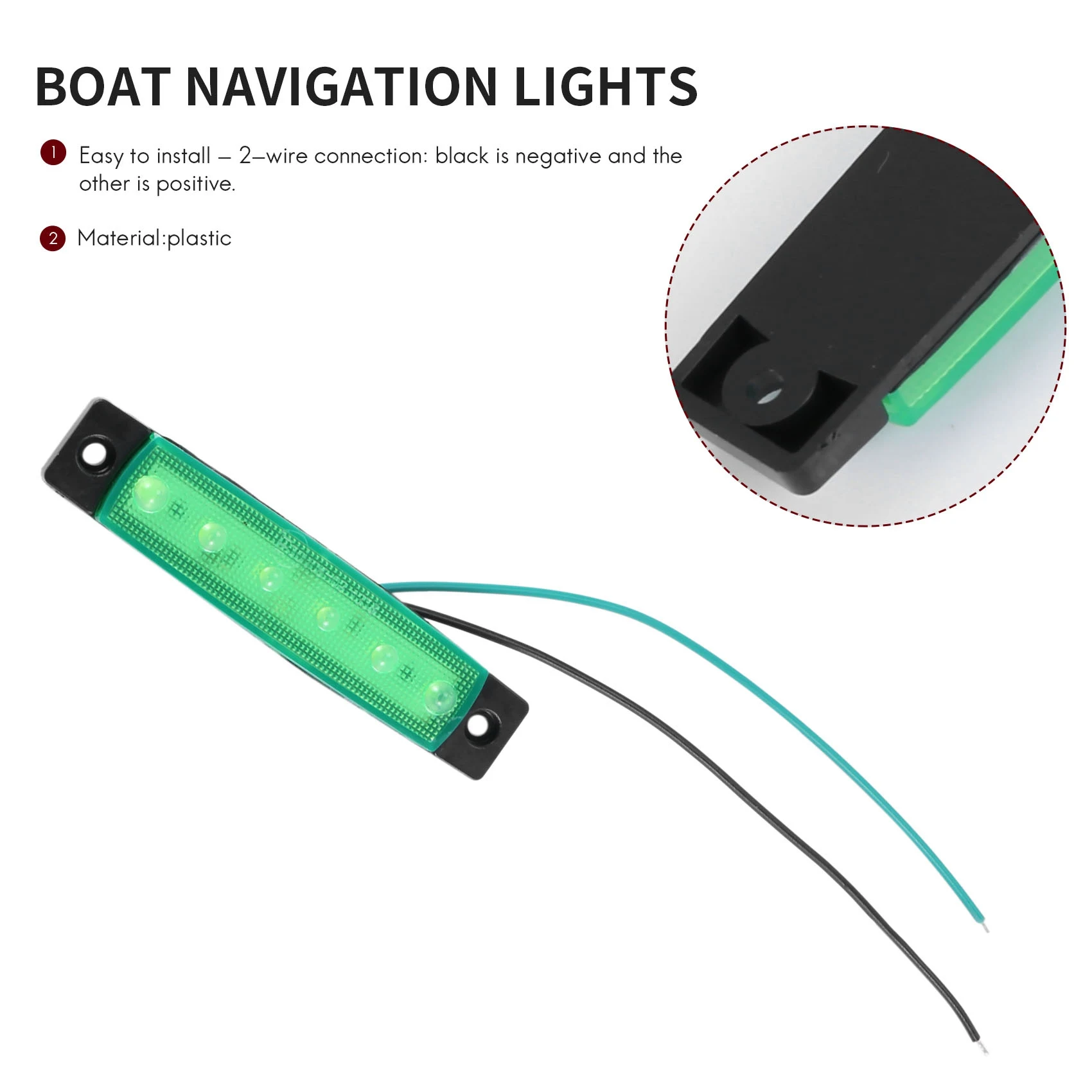 4Pcs Red Green Boat Navigation LED Lights Stern Lights Boats Starboard Light