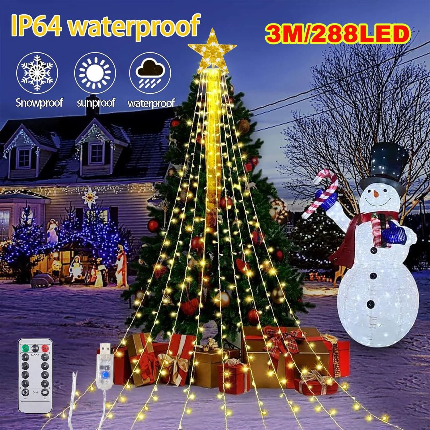 Animated Lightshow Cone Christmas Tree Led Yard Light Led String Lights Waterproof IP44 Home Xmas Outdoor Decoration EU Plug