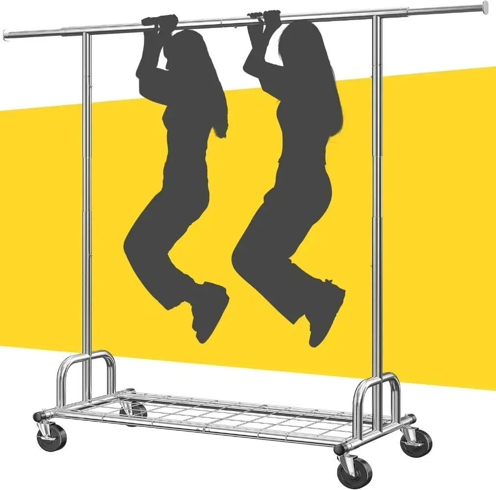 

Rolling Clothes Racks for Hanging Clothes, Commercial Garment Rack Heavy Duty Clothes Rack Collapsible ＆ Portable