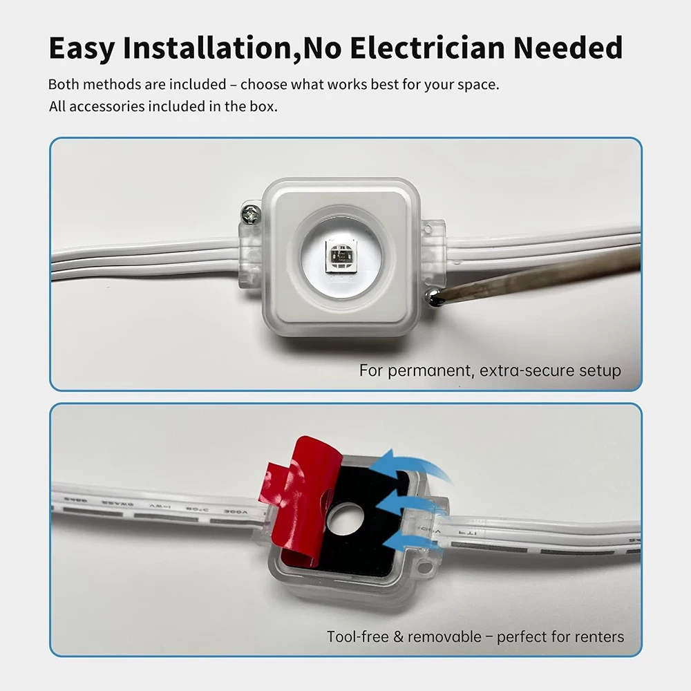 300FT الدائم في الهواء الطلق الطنف ذكي مصباح ليد سلسلة RGB اللون تغيير ضوء IC لعيد الميلاد حفلة حديقة الديكور #4
