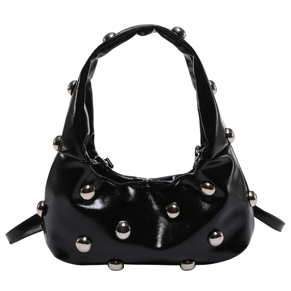 Studded Purses Shoulder Bag Y2K Purse Trendy for Women Underarm Handbag Soft Leather Fall Purse Chic Hobo Bag Punk Style