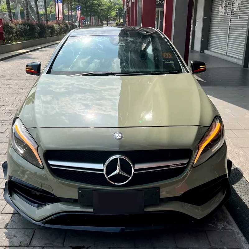 Super Gloss Metallic Crystal Khaki Green PVC Car Wrap Vinyl Self Adhesive Bubble Free Air Release Full Body Film