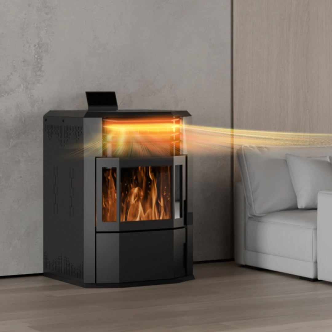 Estufa de pellets de madera interior automática de diseño moderno, quemador de biomasa, calefacción Central de agua, chimeneas para el hogar, insertos para chimenea