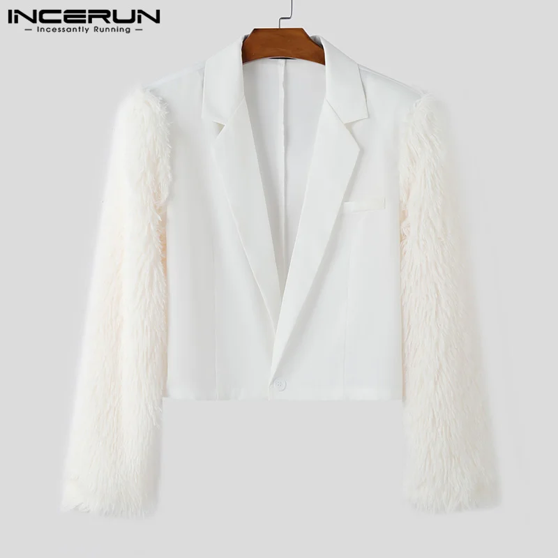 INCERUN мужской пиджак модные топы уличная одежда лоскутные повседневные костюмы мужская одежда оверсайз осень-весна пиджак с длинными рукавами