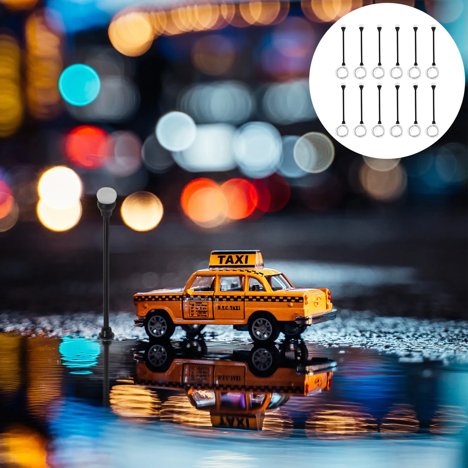 

Набор из 12 миниатюрных уличных фонарей-имитаций, высококачественные пластиковые ландшафтные светильники для декора, аксессуары для DIY-сцен и миниатюрных домиков