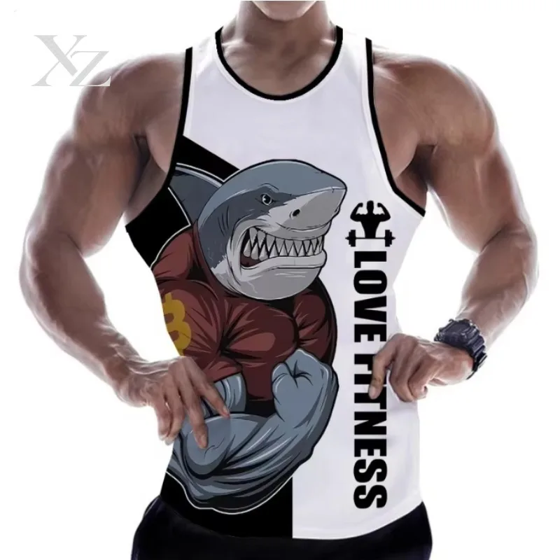 Premium 3D Printed Rottweiler Fitness Tank Top Men's Sleeveless Gym Vest Harajuku For 2024 Durable Bodybuilding Clothing