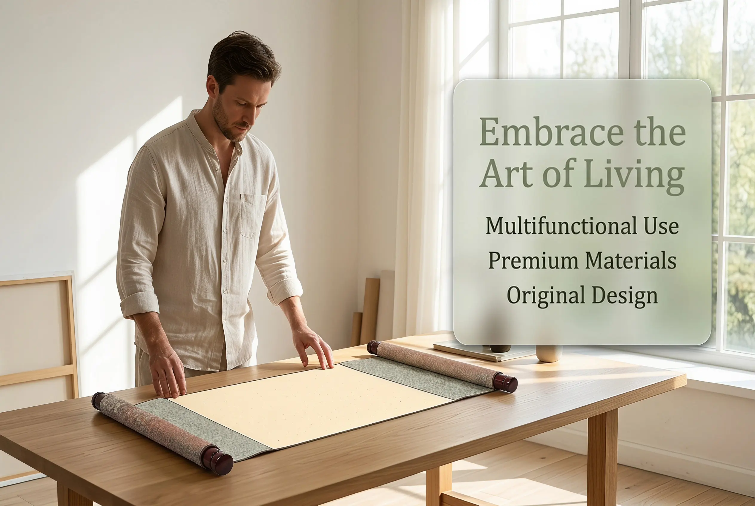 Blank Calligraphy Art Scroll Double Chinese Paper Scroll Suitable for Traditional Painting Calligraphy Unfinished