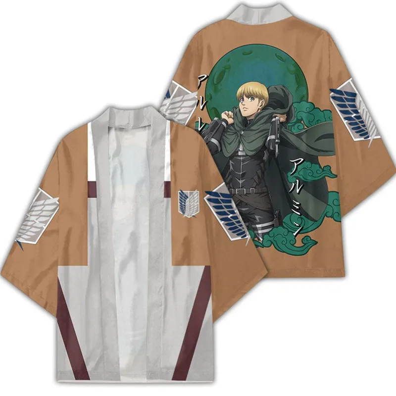 Anime Attack on Titan Wafuku Eren Jaeger Kimono Cosplay Yukata Scout Regiment Printing Cloak Unisex Haori Cardigan Sportswear