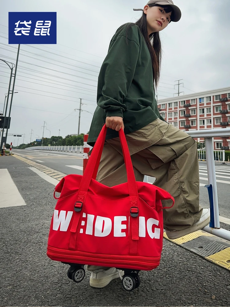 kangaroo-large-capaci-expandable-wheel-bag-lage-handheld-travel-bag-durable-quiet-universal-wheel-faionable-trendy-nylon