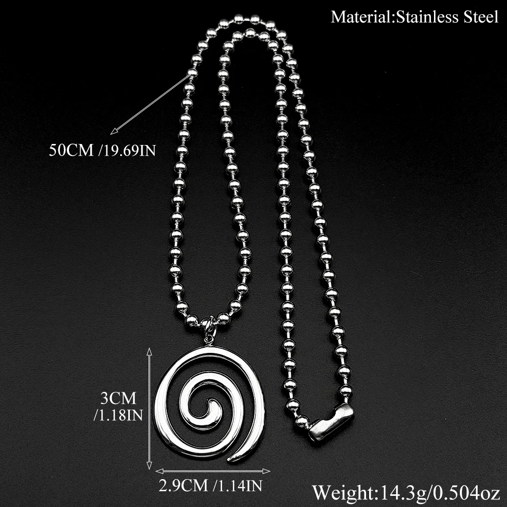 Y2K Spiral-Vortex-Perlenkette Choker für Damen und Herren, Edelstahl, Punk, Grunge, Ästhetik, Kunst, Gothic, Mode, Halskette, Schmuck – Detail 3