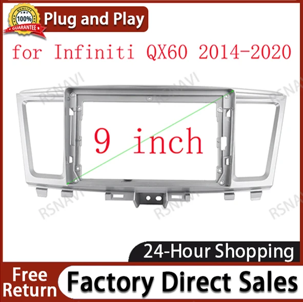 

2 DIN 9 inch Car Radio Frame for Infiniti QX60 2014-2020 Audio GPS Navigation Facia Dash Installation Trim kit Stereo