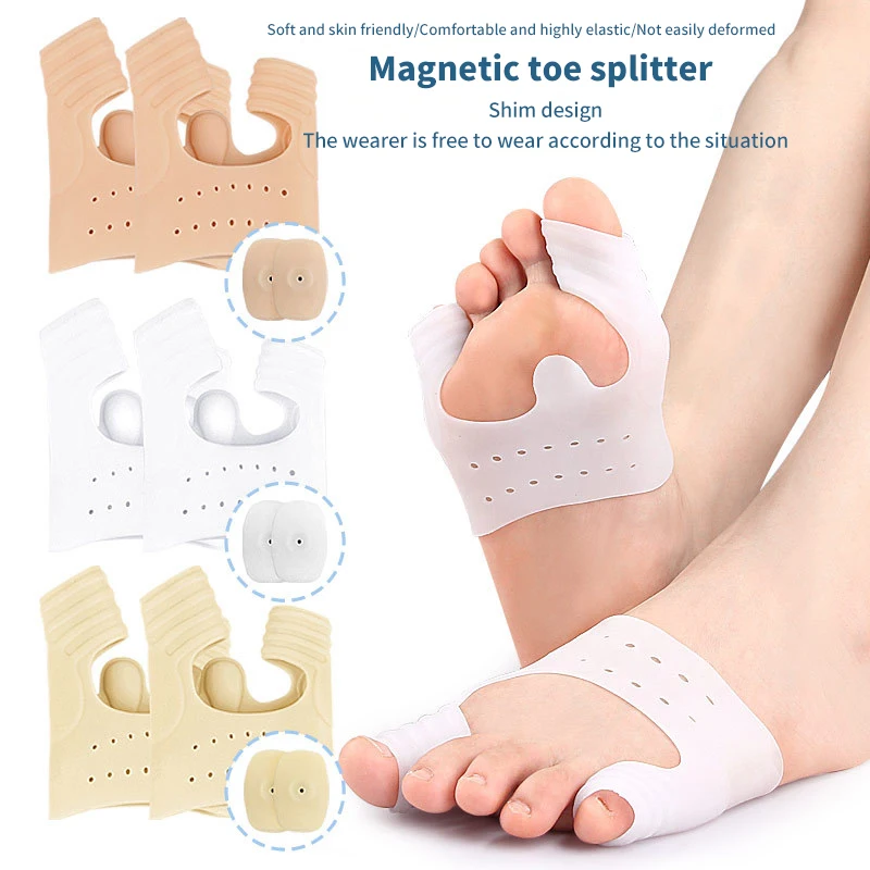 1pair Magnet Forefoot Insoles Toe Separator Cushion Pad Pain Relief Shoes Insoles Finger Toe Hallux Valgus Corrector Gel Pads