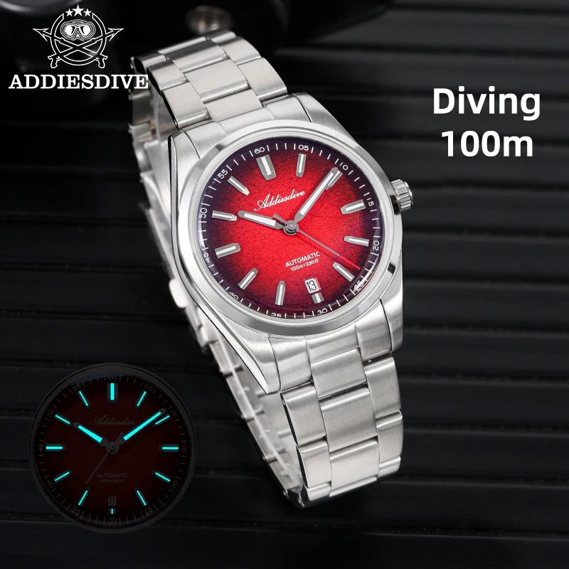 

ADDIESDIVE Gradient Diver Watches Luxury AD2531 reloj hombre Stainless Steel 100M Waterproof 8215 NEW Automatic Mechanical Watch