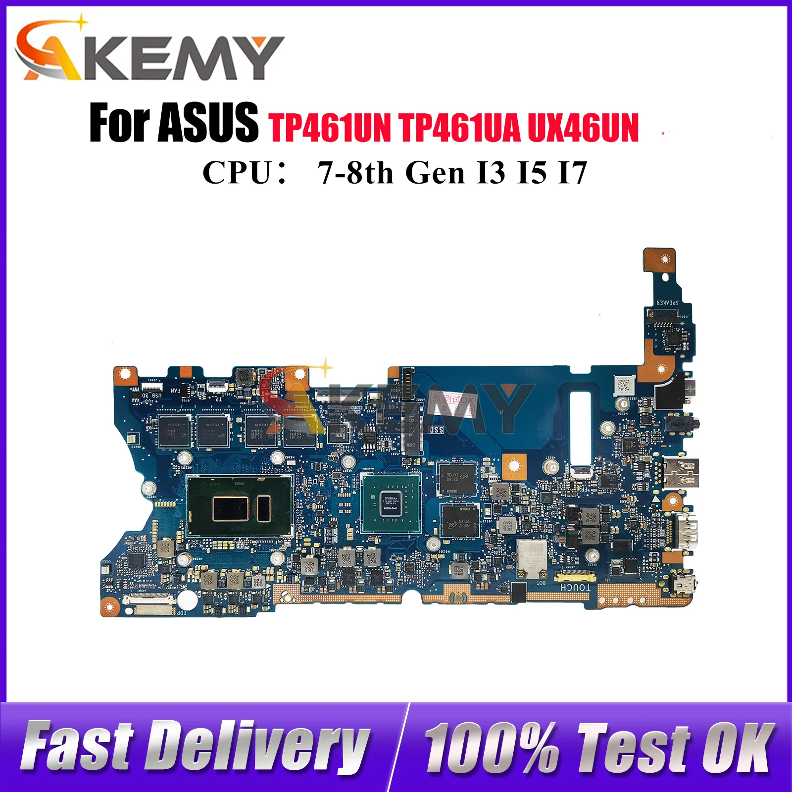 

UX461UN Laptop Motherboard For ASUS ZenBook TP461UA UX461 UX46UN TP461UN Notebook Mainboard With I3 I5 I7 CPU 100% tests OK stk