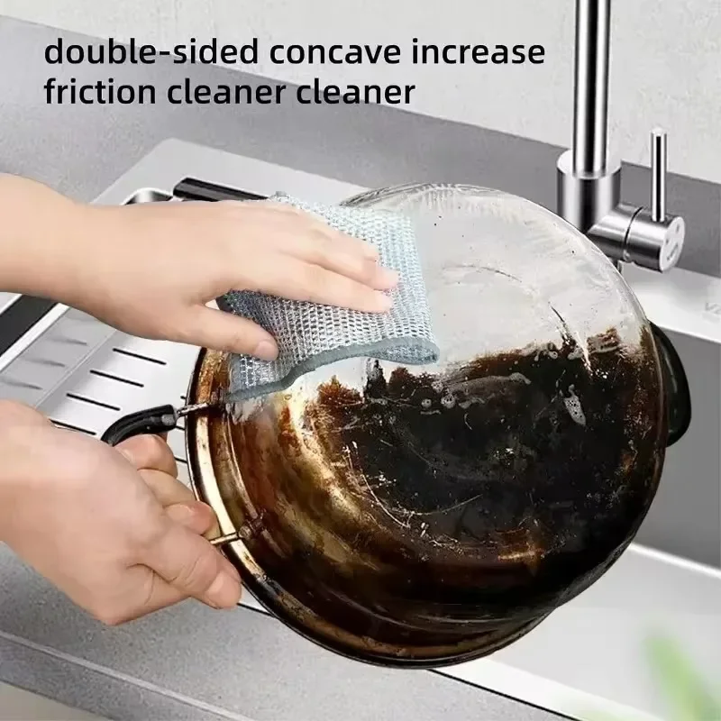 20/1Pcs New Magic Cleaning Cloth Thickened Double -sided Metal Steel Wire Rags Multi-purpose Kitchen Dish Pot Washdishing Cloths