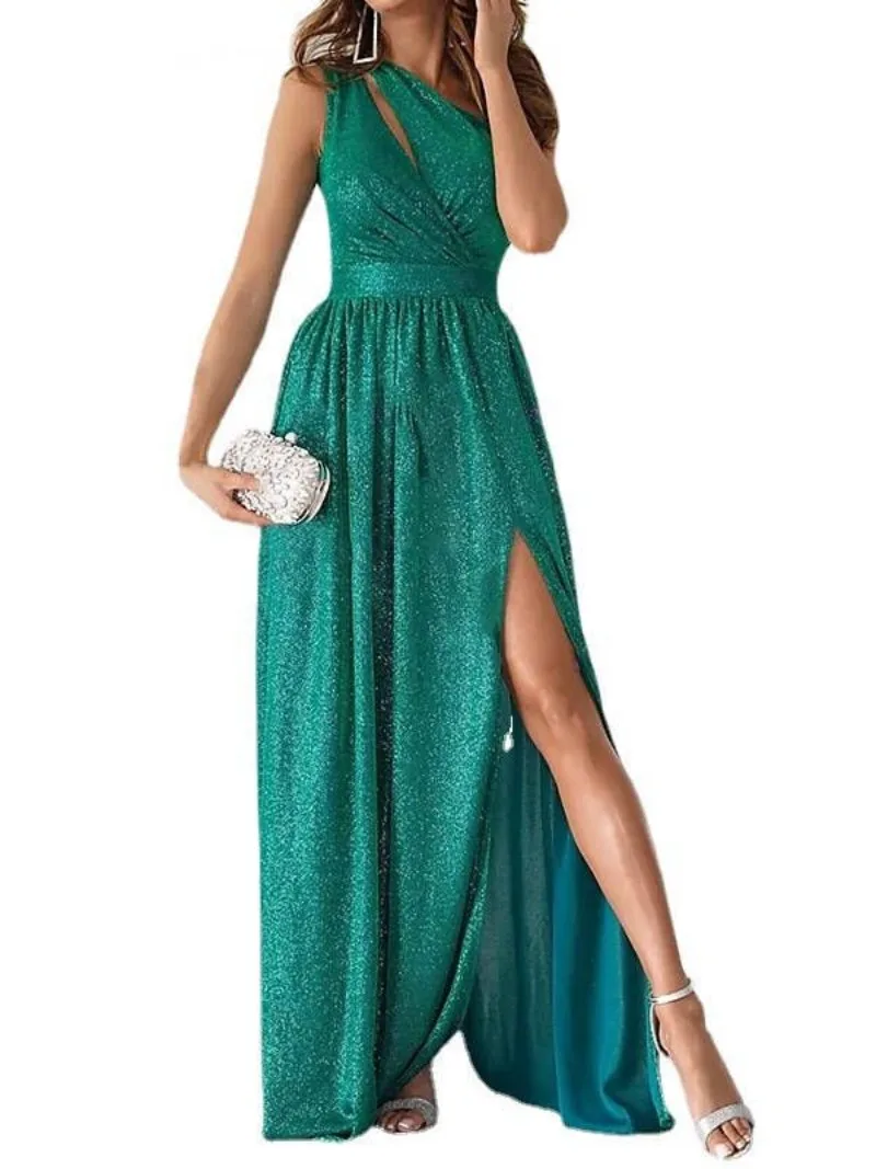 2025 Hot Sale Shoulderless Sleeveless Sparkling Sexy Hollow Slit Long Dress Women Dress - Image 3