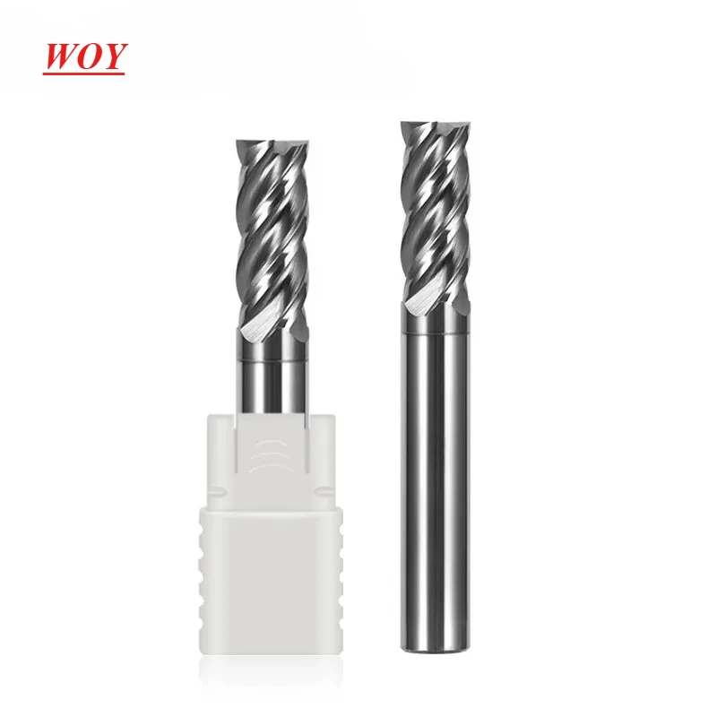 WOY HRC68 4-Flute Balchas Ad Coating Unequal Spiral Endmill Tungsten Steel Carbide Flat End Mill For CNC Milling Cutter Tools