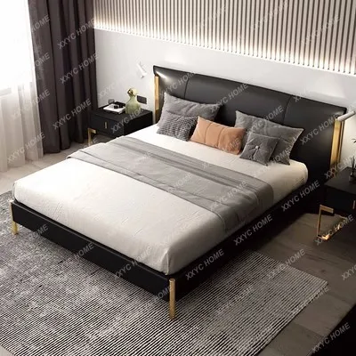 

Кровать NN Wedding Bed 1.8, кожаная кровать, современная простая кожаная кровать, легкая роскошная кровать для главной спальни, большая двуспальная кровать, мягкая кровать.