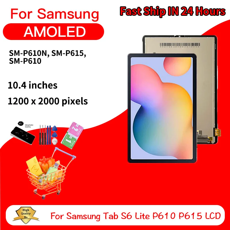 

10.4"New for Samsung Tab S6 Lite P610 P615N P617 P613 P619 LCD Display Touch Screen Digitizer Assembly Replacement