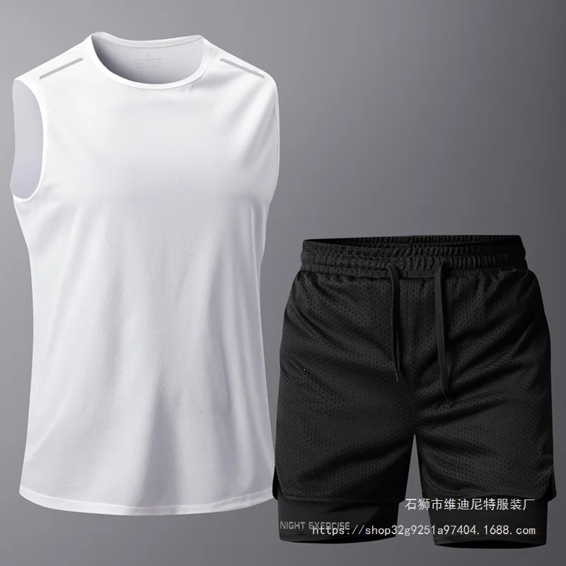European Size for Summer Fitness Suits, Sports Quick-drying Vests, Sports Shorts, Breathable Training Clothes, Two-piece Set
