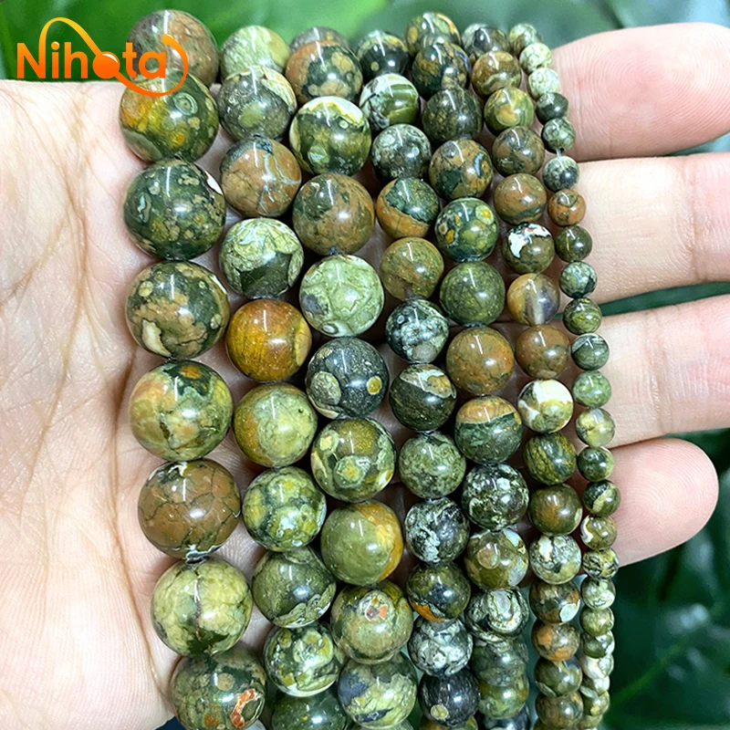 4/6/8/10/12mm Natural Stone Beads Old KAMBABA Jaspers Round Spacer Beads For Jewelry Making DIY Bracelet Necklace 15'' Strand