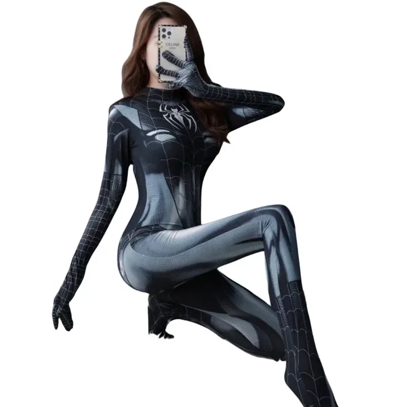 Adult Halloween Costume Costume MJ Spider Superhero Cosplay Costume Sexy Zentai Halloween Carnival Party Bodysuit Costume for Wo