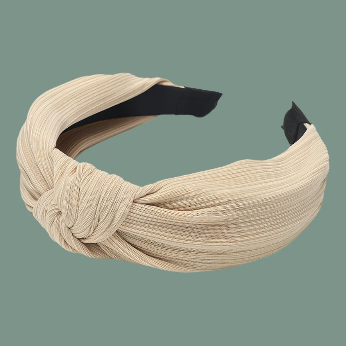 

Korean Style Solid Color Knit Headband Wide Knot Design Non-Slip Fabric Hair Band for Women Girls Casual Daily Hair Accessories