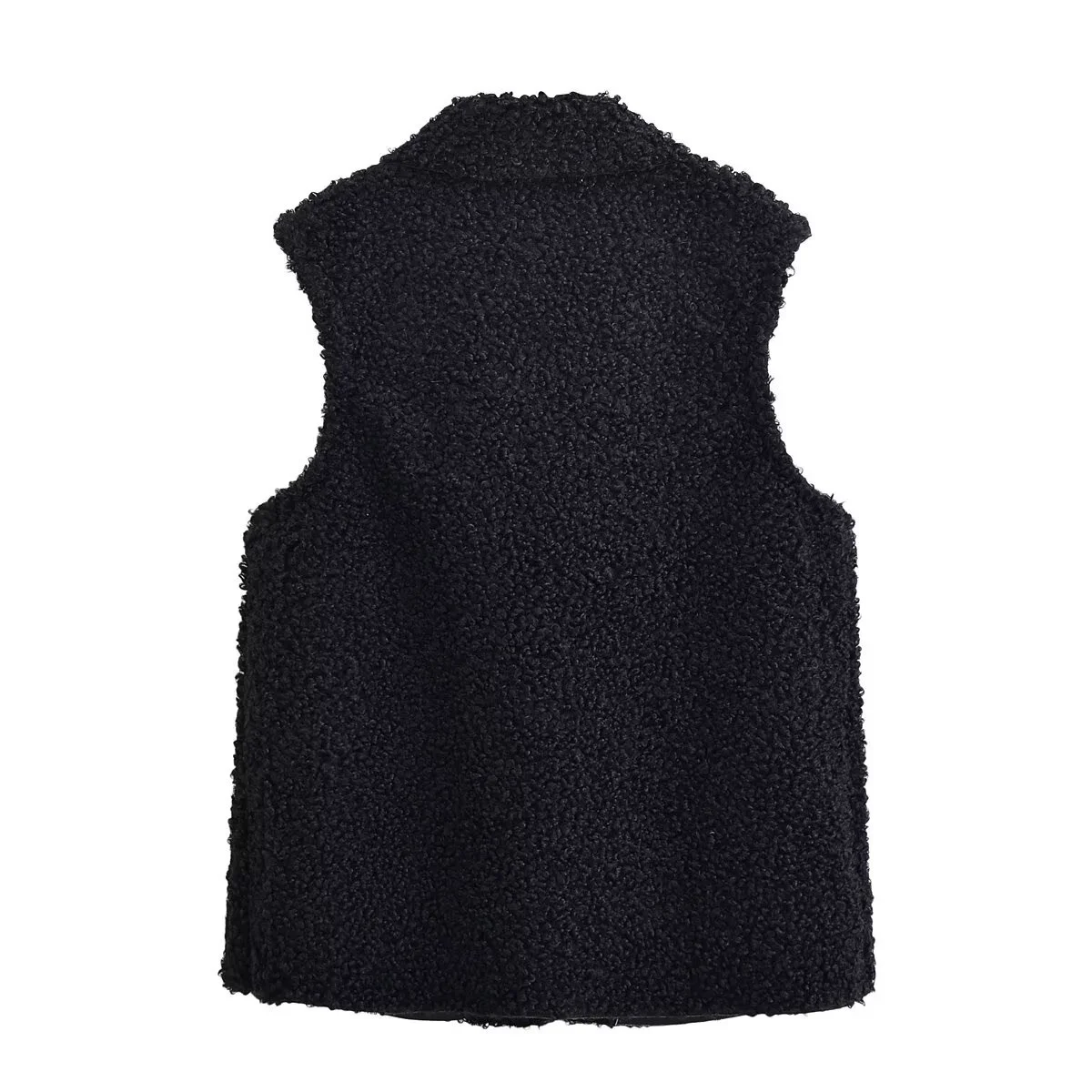 2025 Winter New Women's Casual Fashion Simple Lazy Style Warm Round Neck Sleeveless Versatile Patchwork Vest