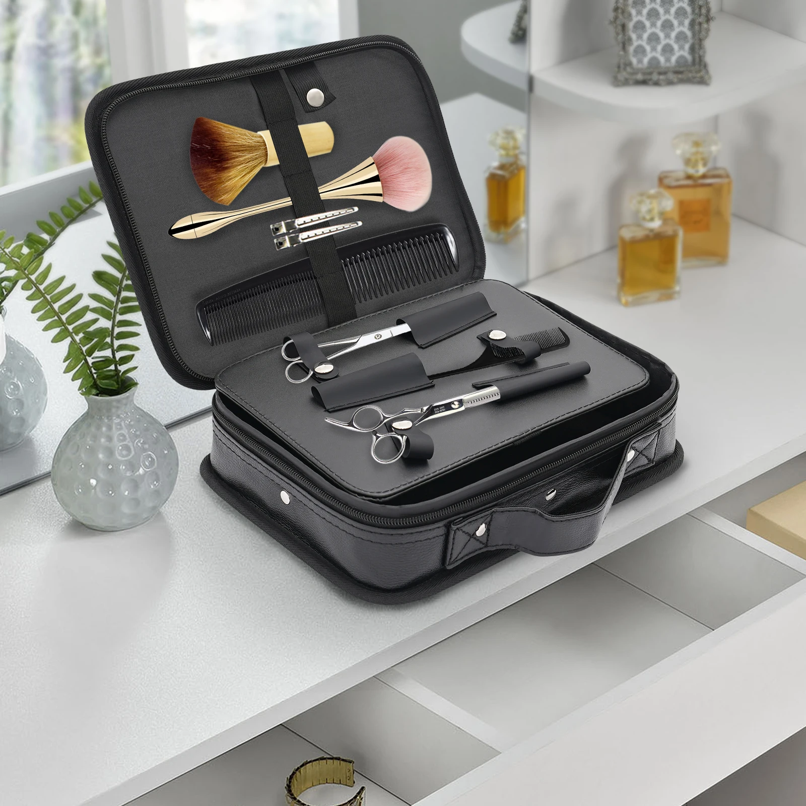 Tragbare Friseurtasche, große Handtasche für Friseure, wasserdichtes PU-Oxford-Gewebe, ideal für den täglichen Gebrauch, Reisen und Geschäftsreisen. – Detail 2