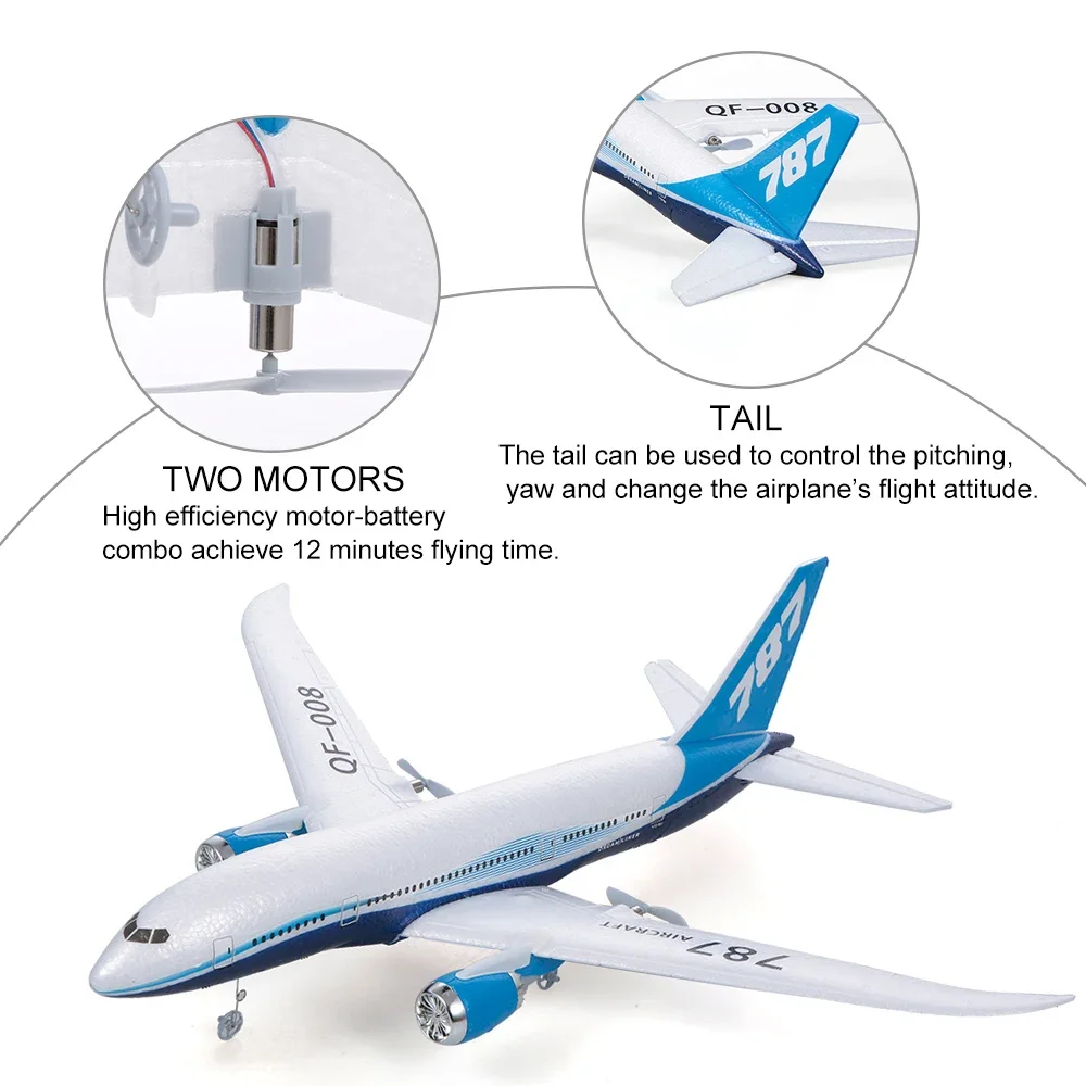 QF008 Boeing 787 Airplane Miniature Model Plane 3CH 2.4G Airplane Diecast Model Aviation Plane Collectible Toys for Boys