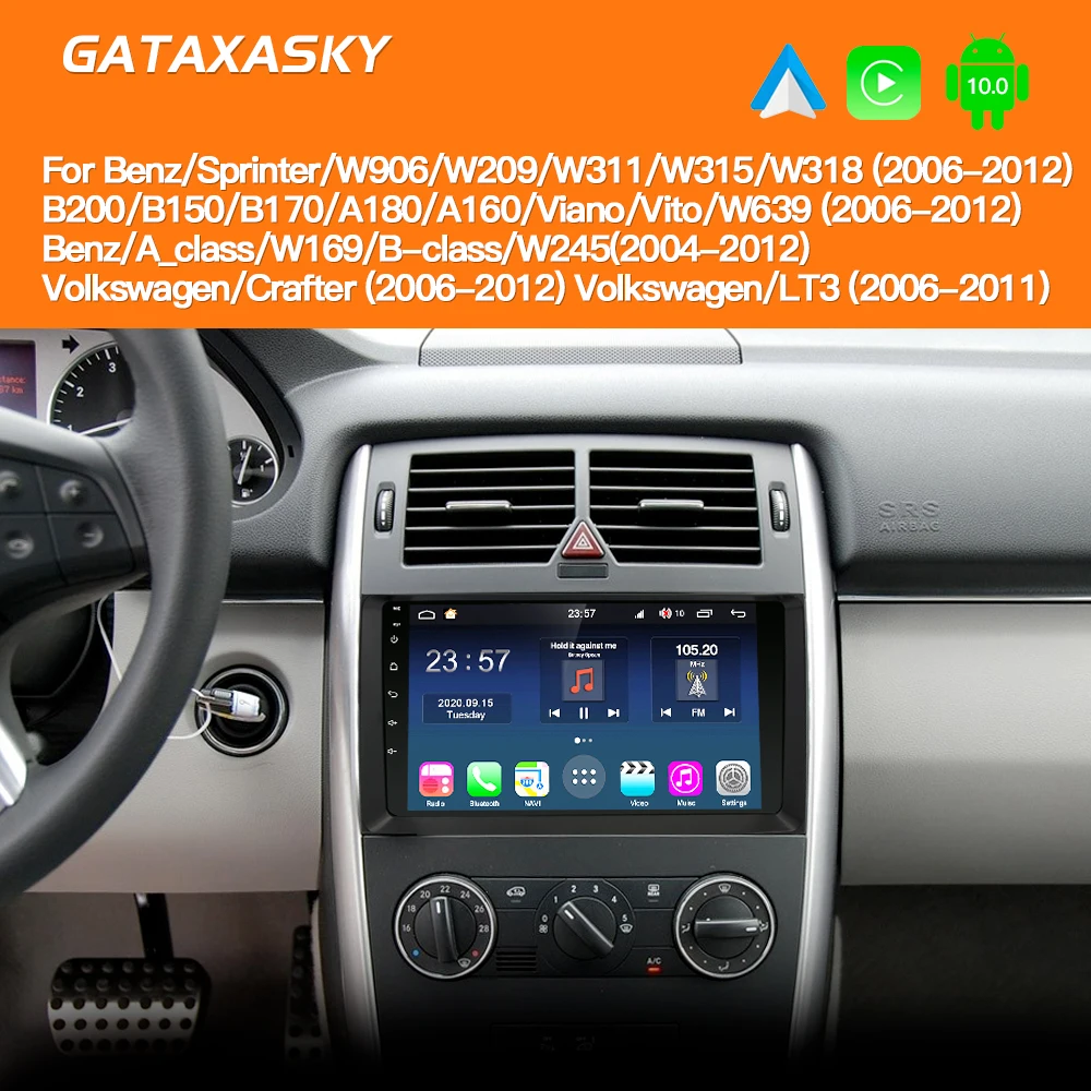 GATAXASKY 9'' For Benz B200 W169 W245 W639 Sprinter Viano GPS Carplay Android Multimedia Auto Radio Stereo Navigatie Mercedes