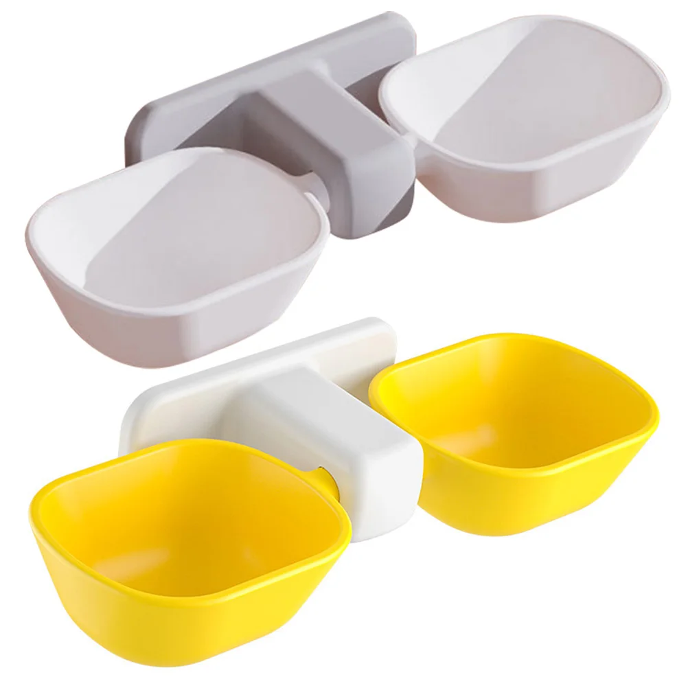 

2pcs Dual Pet Feeder Wall Mounted Cat Bowls No Scratch Anti Tip Dog Food Water Bowl Hanging Stainless Steel Silent Design