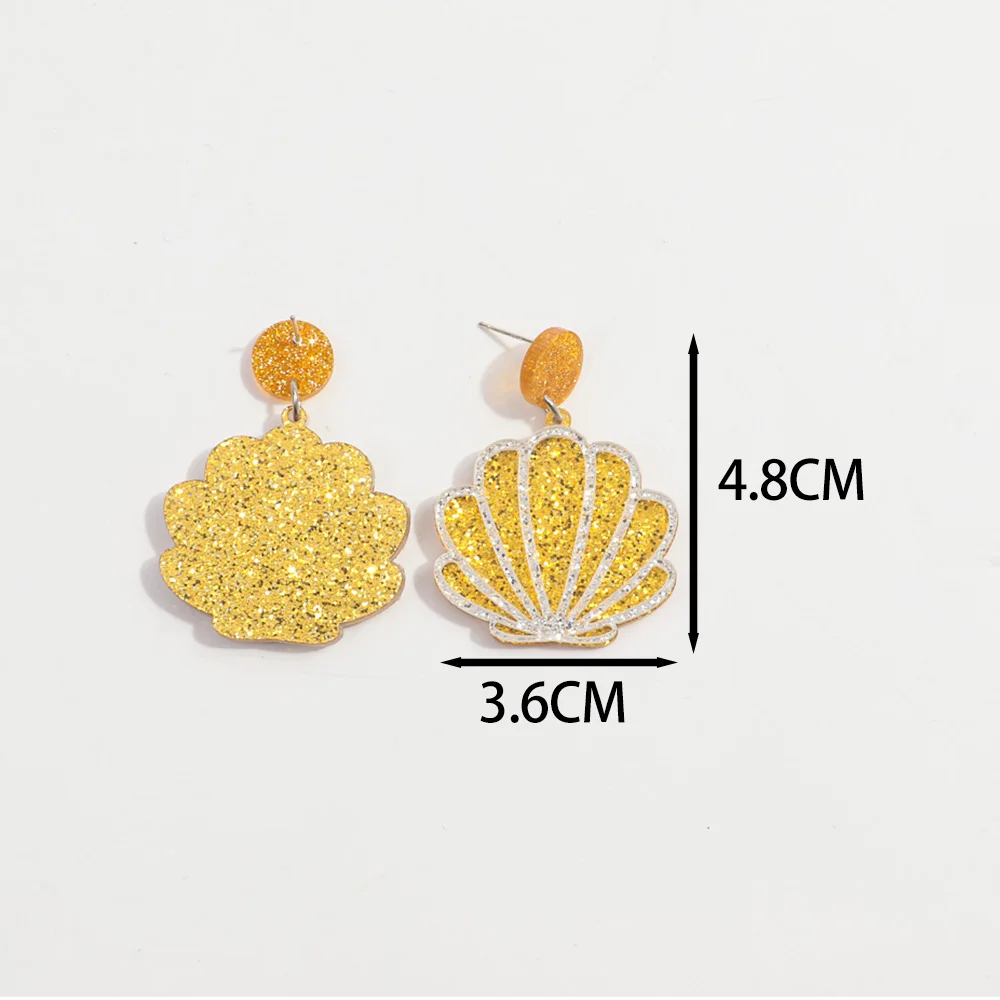 Cute Glitter Acrylic Shell Drop Earrings for Women Girls New Simple 4-Color Scallop Earring Korean Fashion Jewelry Birthday Gift