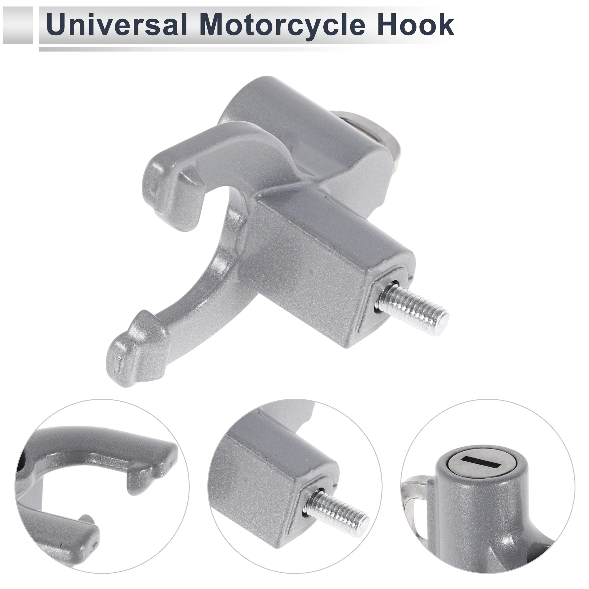 خطاف تعليق معدني للدراجة النارية ذو شوكة مزدوجة من Motoforti مجموعة واحدة باللون الفضي #5