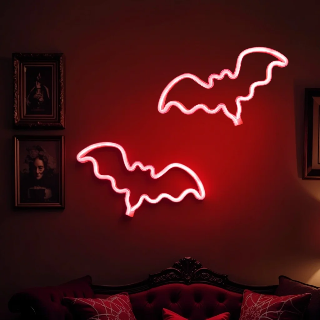 Halloween personalizado led sinal de néon morcego fantasma forma animal atmosfera decoração villa festa luz da noite usb ou alimentado por bateria