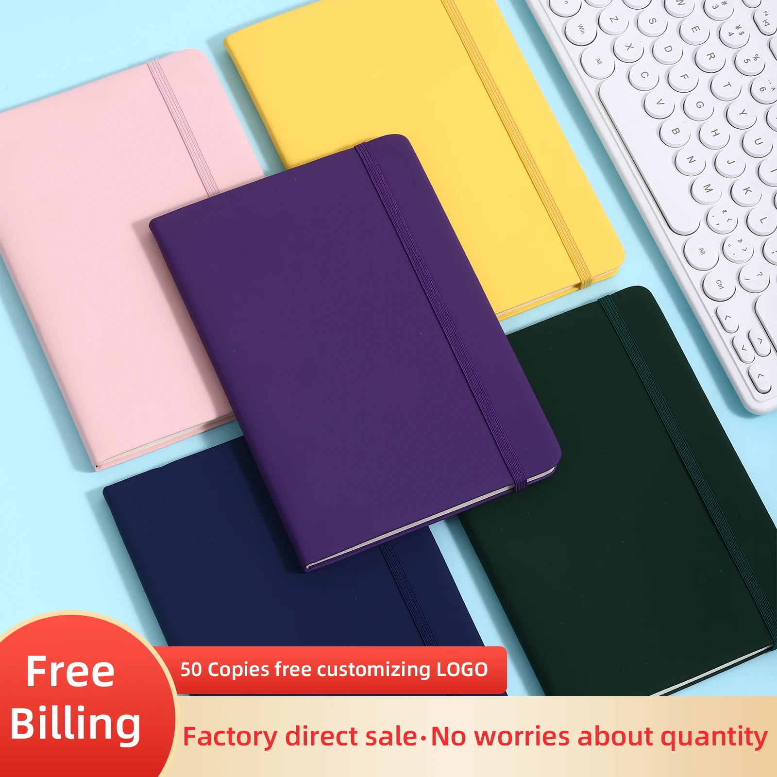 Caderno A5 com Capa de Couro PU - Roxo, 80 Folhas (160 Páginas) Papel Amarelo de 80gsm, Linhas Sublinhadas a 1cm, Caderno de Capa Dura com Elástico