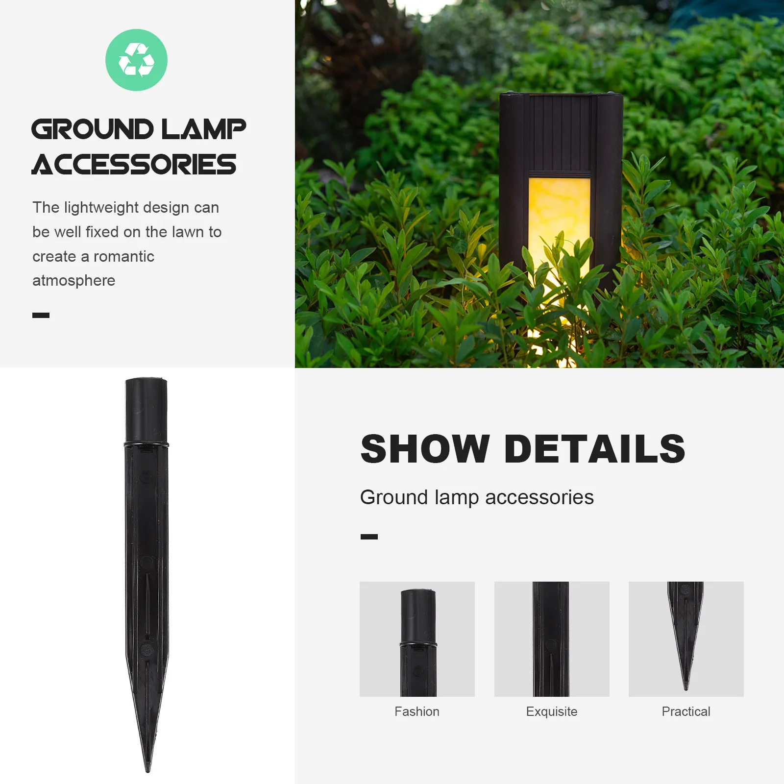 10Pcs Plastic Solar Light Stakes Ground Spike for Garden Path Lights Lawn Landscape Lighting Easy Install Drainage Design