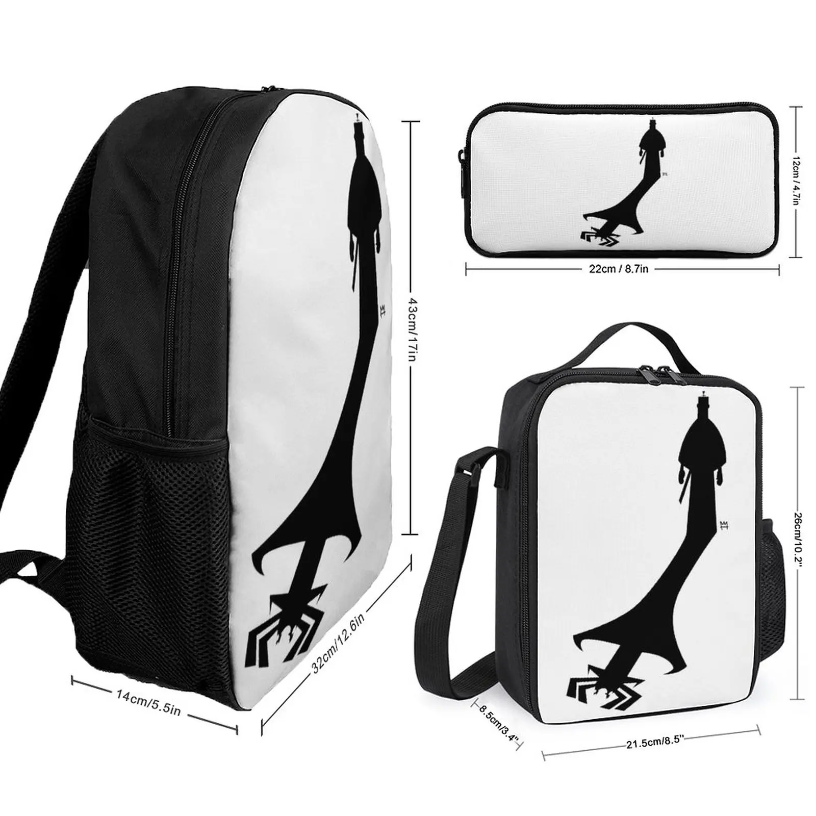 Vintage Samurai Retro Japanese Gaming 2077 Art Game 15 3 in 1 Set 17 Inch Backpack Lunch Bag Pen Bag  Firm Field Pack Cosy Summe