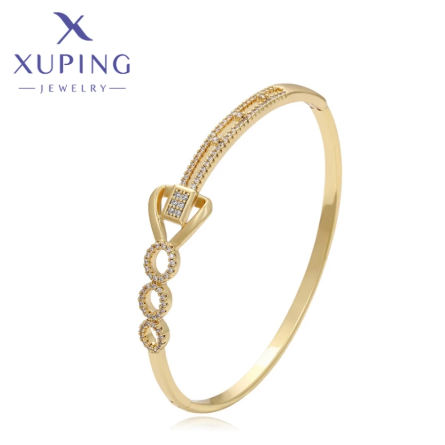 Xuping Jewelry New Exquisite Elegant Style Light Gold Color Cubic Zirconi Bracelet Women Girl Birthday Christmas Gift X000653438