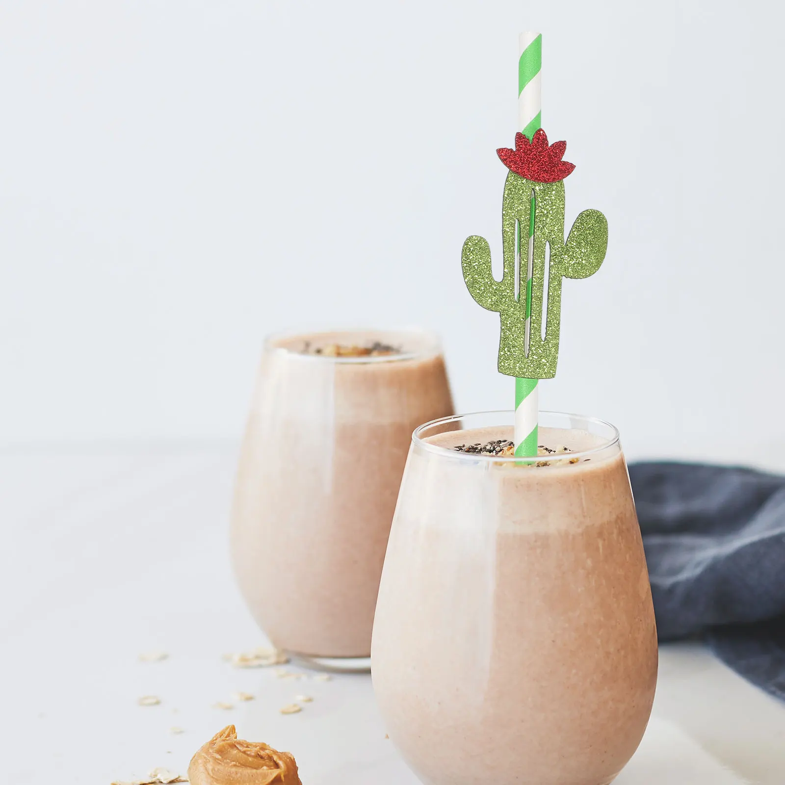

8pcs Cactus Decor Straws Bright Supplies Cocktail Juice Shakes Decorative Straws s Friendly Disposable Drinking