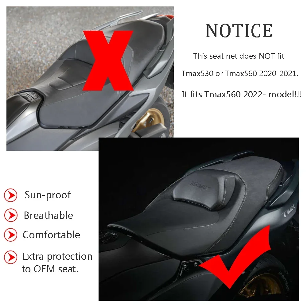 Motorcycle Accessories For 2022 2023 2024 Yamaha TMAX560 TMAX T MAX 560 Rear Seat Cowl Cover 3D Mesh Net Sunproof Protector