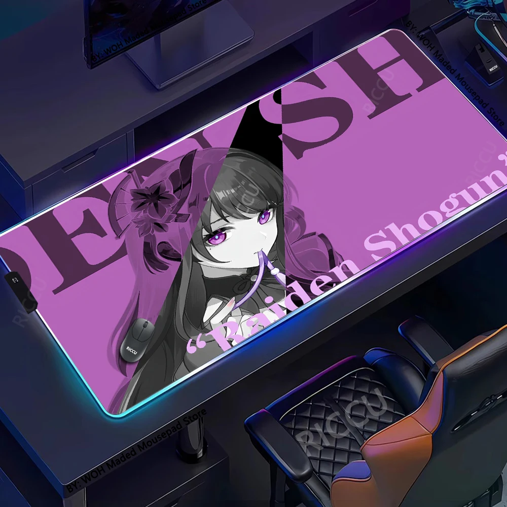 RGB Anime Mousepad Genshin Impact Mouse Pad Gamer Mat Xxl Pc Accessories Desk Protector Keyboard Pads Computer Gaming Desk Mat
